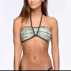 Malibu Gypsy Garden Olive Molded Halter Bikini Top